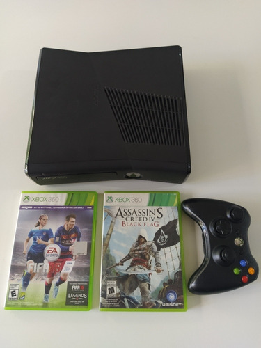 Xbox 360 Slim S Original + 2 Juegos + Joystick + Cables