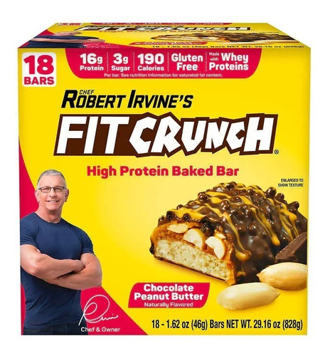 Fit Crunch 18 Barras Proteina Saborchocolate 16g Proteina 