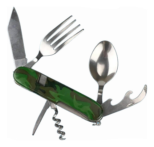 Navaja Multiusos Cuchara Tenedor Cuchillo Y 5 Funciones Mas