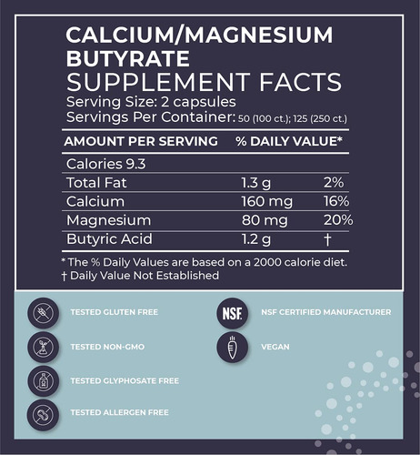 Suplemento Bodybio Gut Health 100 Cápsulas - Butirato Y Calc
