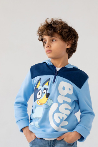 Sudadera Con Capucha Bluey De Forro Polar Con Media Cremalle