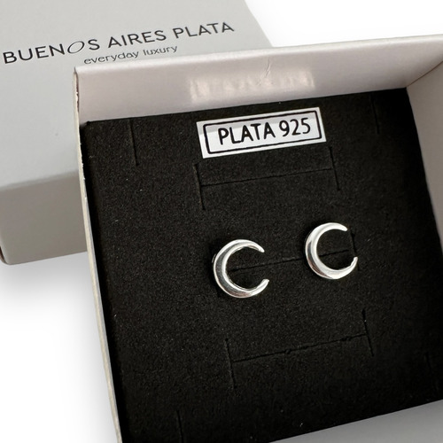 Aros Plata 925 Luna Pasante Macizo Mujer Garantía Regalo