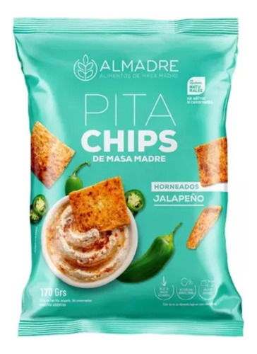 Snack De Masa Madre Pita Chips Almadre Jalapeño 170gr X6