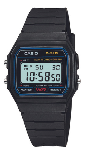 Reloj Casio F-91w-1dg Unisex Original 100% Original Color de la correa Negro Color del bisel Negro Color del fondo Gris