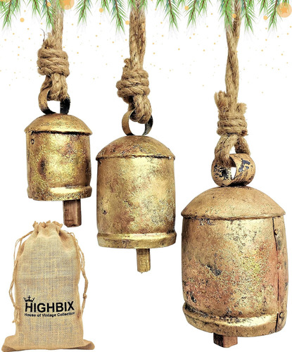 Juego De 3 Cascabeles De Vaca Harmony, Cascabeles Navideños