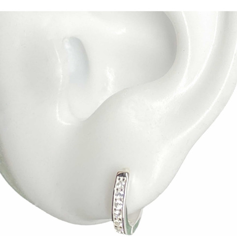 Imagen 3 de 6 de Aros Argollas Plata 925 Y Piedras (le3728)