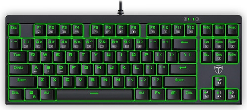 Teclado gamer T-Dagger Corvette T-TGK302 QWERTY Outemu DIY Blue inglés US color negro con luz verde