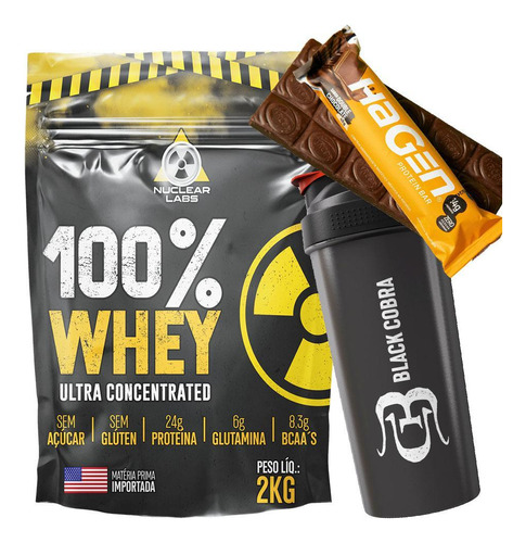 Whey Protein 100% 2kg Baunilha Coqueteleira + Barrinha