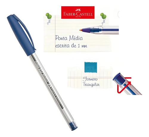 Caneta Esferográfica Faber-castell 3 Cores Sortidas Trilux