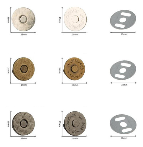 20x Botones De Metal Broches Sujetadores Redondos 18mm