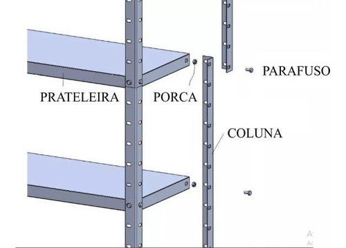 Prateleira Estante De Aço Reforçado De 60cm Com 5 Bandejas Cor Cinza