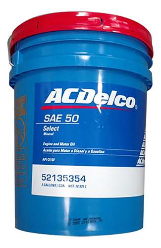 Aceite Acdelco Select Sae 50 Cf/sf, Paila 5 Gal