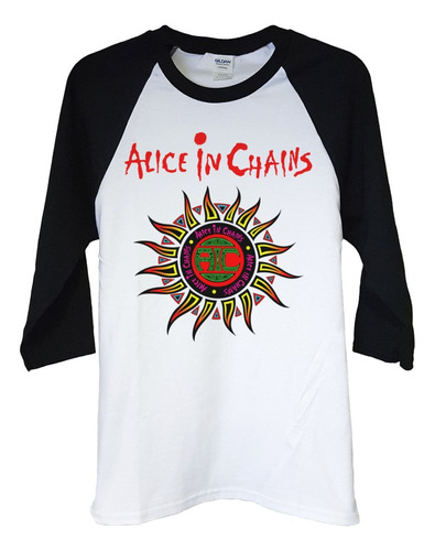 Polera Raglan 3/4 Alice In Chains Logo Colo Rock Abominatron