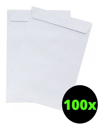 100 Envelope Saco Branco Meio A4 20x28 90g Escritório Liso