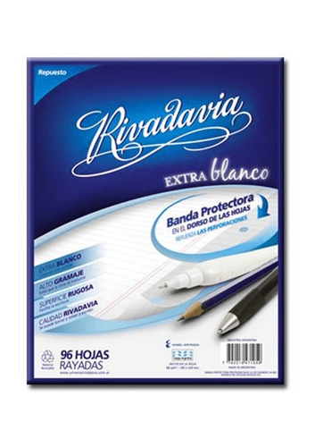 Repuesto Rivadavia Escolar Nº3 Cuadriculado 96 Hojas 