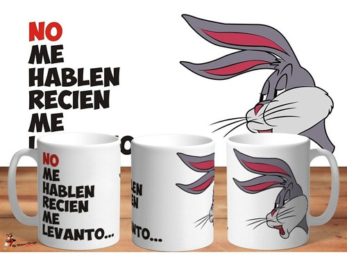 Taza Bugs Bunny No Me Hablen Recien Me Levanto Meme