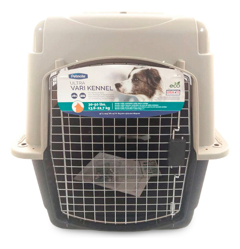 Transportador Vari Kennel U. Fashion Negro Crema Petmate Ml