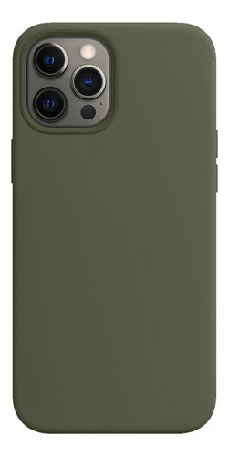 Capa Capinha Silicone Aveludada Compatível iPhone 12 Pro Max Cor Verde Militar