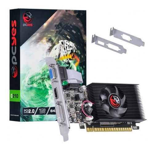 Imagem 1 de 5 de Placa Vídeo Pcyes Geforce Gt210 1gb Ddr3 Hdmi Vga Dvi