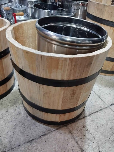 Bote De Acero Para Hacer Nieve 15 Litros Garrafa Con Madera Gris 15