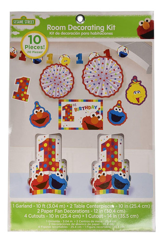 Amscan 241835 Sesame Street Elmo Turns One Room - Kit De Dec