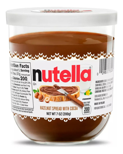 Crema De Avellana Nutella En Frasco Vidrio Navidad 200g Imp