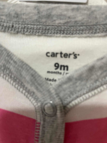 Mameluco Manga Larga Carter´s Rosa Con Blanco
