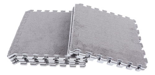 Alfombra Entrelazada De Espuma De Felpa Gris, 10 Unidades, S