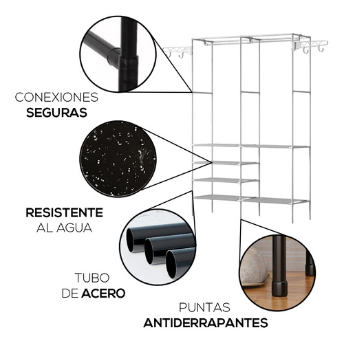 Perchero De Piso Organizador De Ropa Rack Colgador Closet Color Blanco