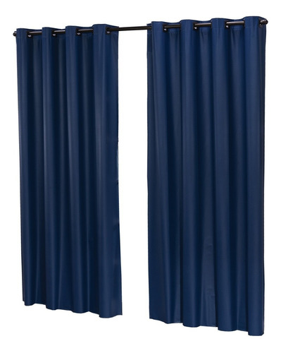 Cortina Para Quarto Meia Parede 2,80 X 2,30 Mts Pvc Blackout Cor Azul-marinho