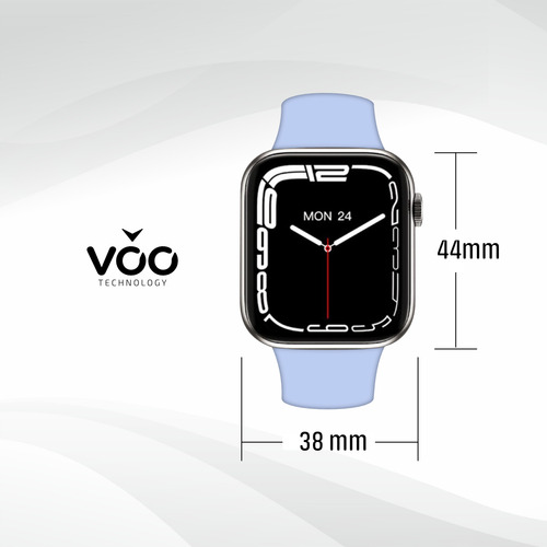Smartwatch De Hombre De Mujer Hand 57 Voo Technology Plateado Lisa Celeste
