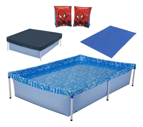 Kit Piscina Infantil 1000l + Capa + Forro + Boia De Braço