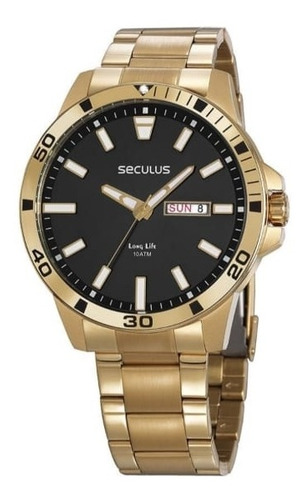 Relógio Pulso Seculus M Caixa E Pulseira Em Aço.