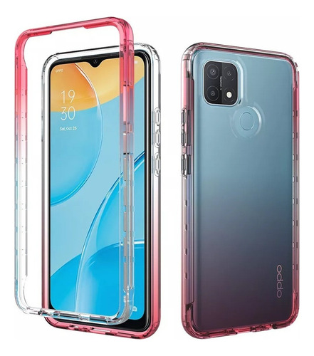 Funda 2 En 1 Uso Rudo For Modelos Oppo Bicolor Transparente