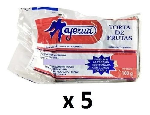 5 X Torta De Frutas Yeruti 100g Fibras Vitam 100% Natural Dw