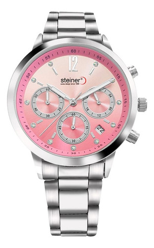 Reloj Pulsera Color Rosa Esteiner Mujer Moda Elegante