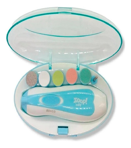 Kit 6 Lixas De Unha Elétrico Para Bebês Com Estojo Zoop Baby Cor Azul