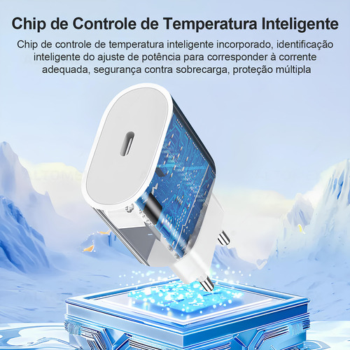 Carregador Turbo Compativel iPhone 15 Pro Max, 15 Pro Cor Preto Carregador Para iPhone Carregador Com Proteção De Sobrecarga Carregador Vtr Eletronics Carregador Turbo Fast Charging