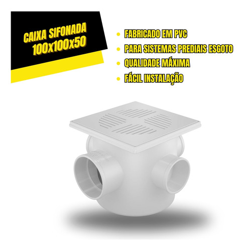 Caixa Sifonada Com 3 Entradas 100x100x50mm Esgoto Predial