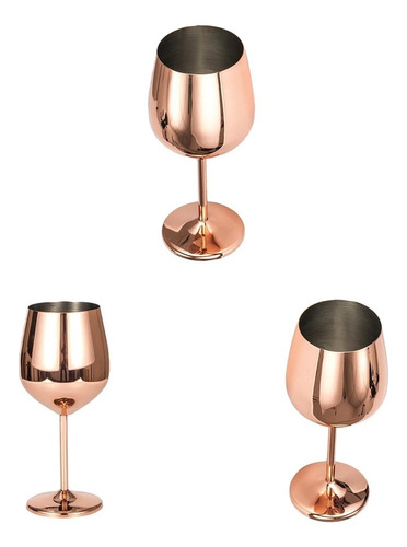 3 Piezas Copas De Vino De Acero Inoxidable De Oro Rosa Copas