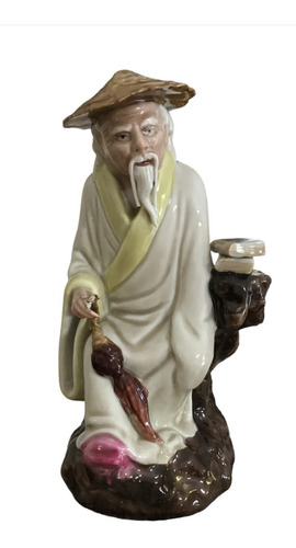 Figura Estatua Porcelana Oriental Hombre Guerrero Antiguo