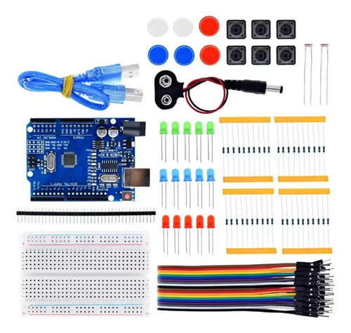 Kit Compativel Arduino Uno R3 Componentes Start Iniciantes