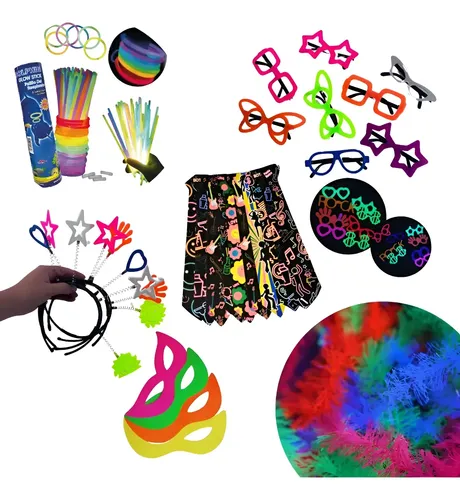 Kit Balada Festa 150 Pç Óculos Tiara Pulseira Neon Casamento