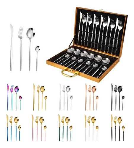 Juego De Cubiertos, 24 Piezas, Cuchillos, Tenedores, Cuchara