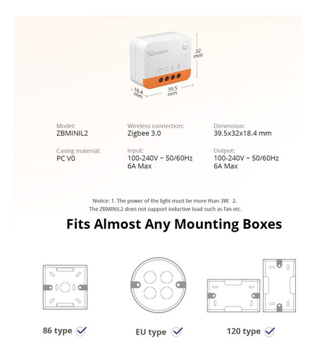 Sonoff Zbminil2 Interruptor Zigbee Sin Neutro Google Alexa