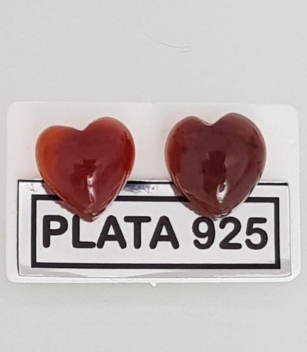 Aros Corazoncito Cornalina Natural 10mm Plata 950 Sellada