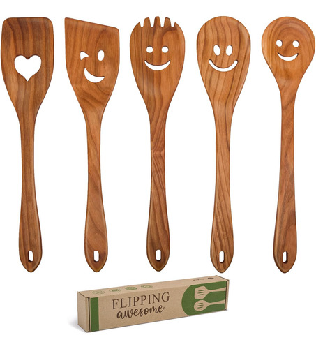 Conjunto De 5 Cucharas De Cocina De Madera Mfc - Juego De Es