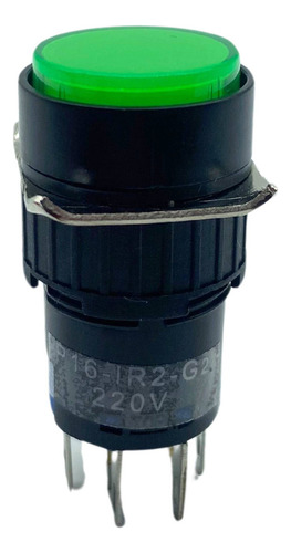 Botão Pulsador Alternado Iluminado Verde 220v - P16-ir2-g2