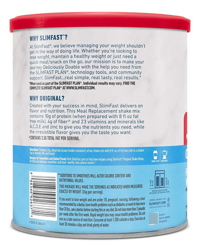 Slimfast Original Polvo Sustitutivo De Comidas, Vainilla Fra