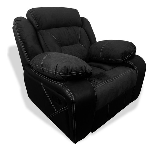Sillón Reclinable Reposet Sofá Individual Para Hogar Moderno Color Negro